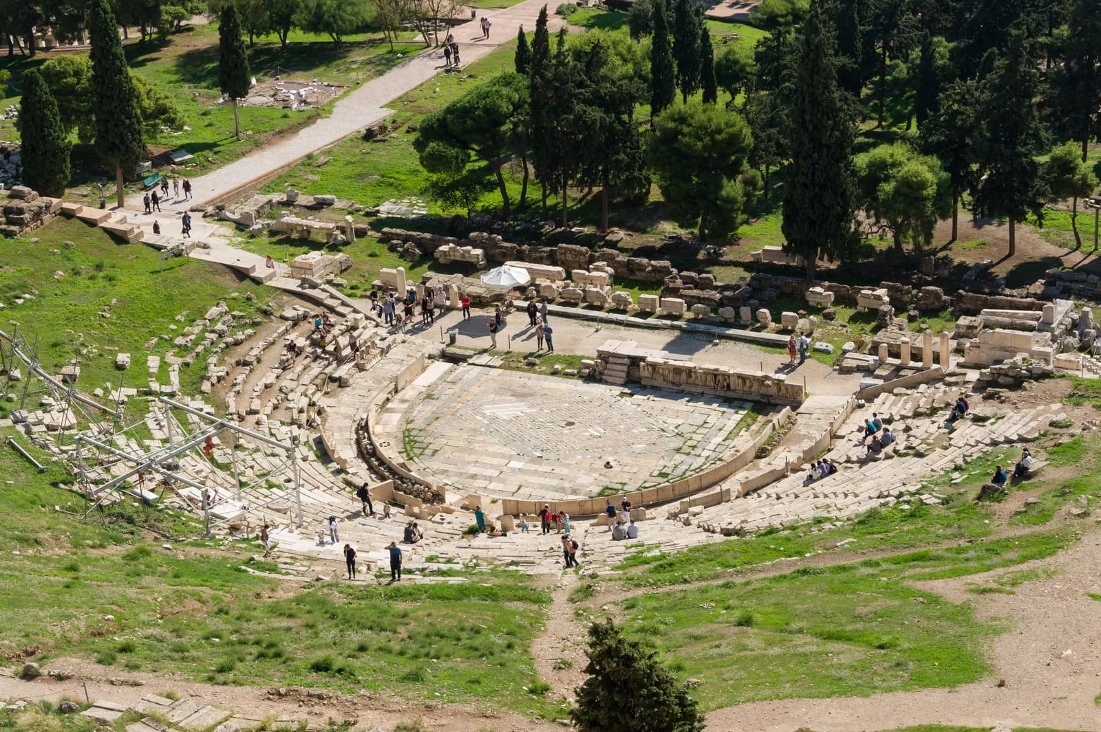 The Theatre of Dionysus, on the southern slope of the Athenian Acropolis — the working theatre of the Athenian dramatic festivals of the 5th and 4th centuries BCE.